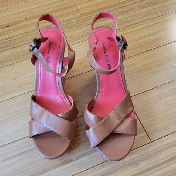 American Eagle ae strapy wedge sandals. Size 6.5. - Picture 1 of 6